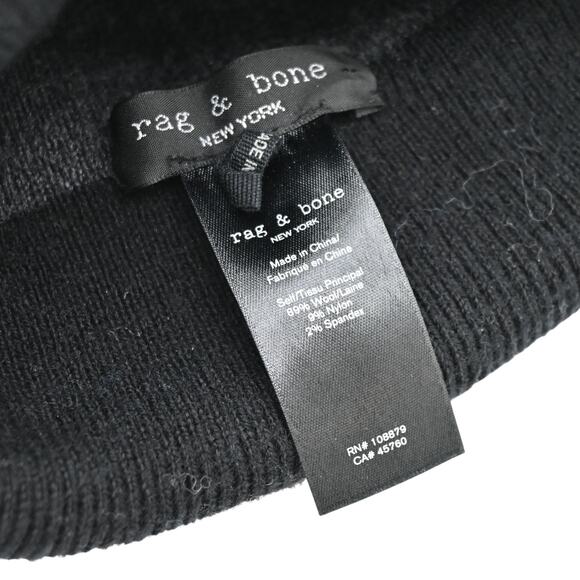Rag & Bone Addison Striped Gray Black Knit Wool Blend Beanie main image 7